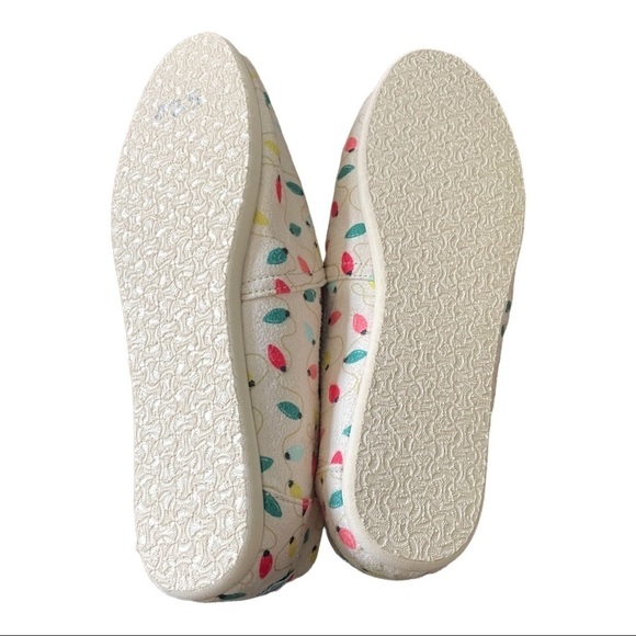 Toms Christmas Lights White Cream 7 Slip On Shoes Holiday Alpargatas - Picture 3 of 6
